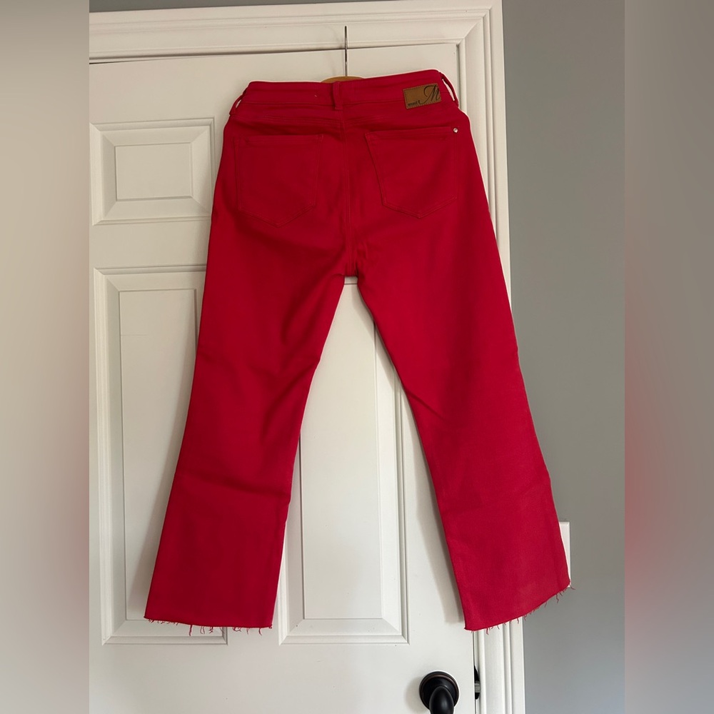 Mavi Anika Mid-Rise Crop Flare Jeans in Bold Red - Picture 2 of 6
